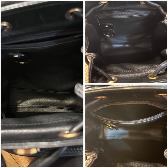Dior Black Leather Vintage Backpack With Gold Hardware And Drawstring Closure - Picture 15 of 16